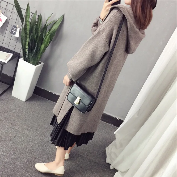 

Hooded open fur coat 2017 autumn and winter new cardigan sweater