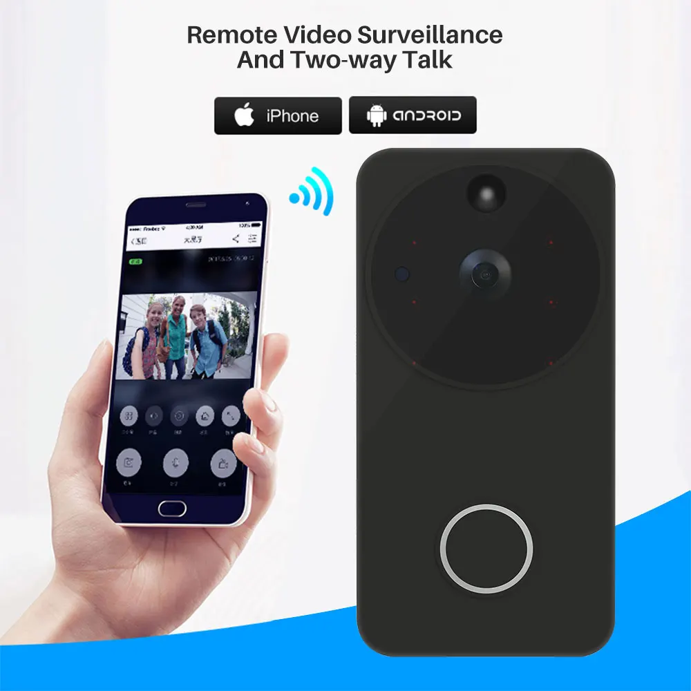 Wifi видео дверной звонок камера домофон беспроводная домашняя Ip дверной звонок PIR мониторинг Двусторонняя аудио iOS Android Питание от батареи