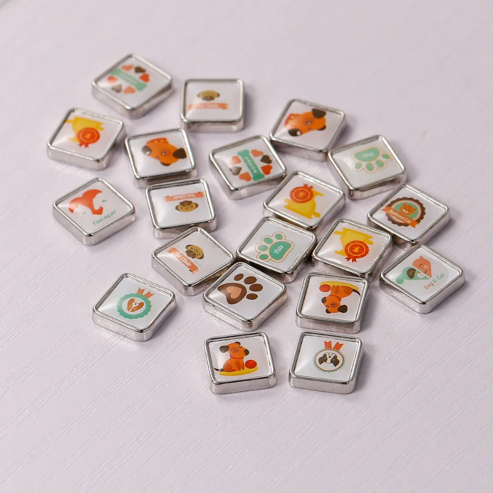 

DoreenBeads Zinc Based Alloy Charms For Glass Locket Square Silver Tone At Random Animal Robbot 10mm( 3/8") x 10mm( 3/8"), 5 PC
