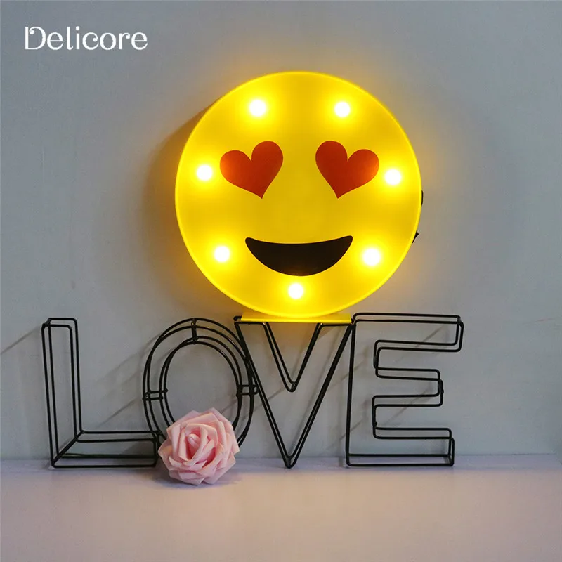 DELICORE Новый USB/Батарея питания светодиодный свет Anthomaniac лицо Emoji круглый Настенный