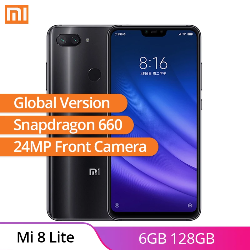Местная доставка ES/PL/DE/IT глобальная версия Xiaomi 8 Lite 6GB 128GB Snapdragon 660 3350mAh 24MP камера 6 26