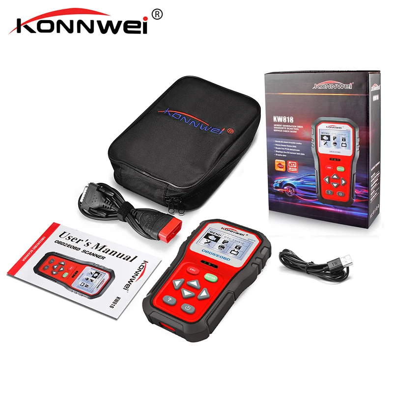 Сканер автомобильный диагностический KONNWEI KW818 OBD2 ODB2 универсальный считыватель