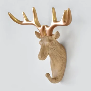 

3D Deer Statue Sculpture Wall Decor Coat Hook Clothes Hanger High Quality Resin Home Decoration Accessories Animal Art Figurine