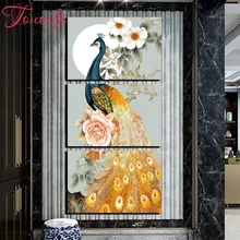 3 шт. Красивая Алмазная вышивка Peahen, 5D Частный заказ фото, diy алмазная живопись, 3d вышивка крестиком, Алмазная мозаика, животное