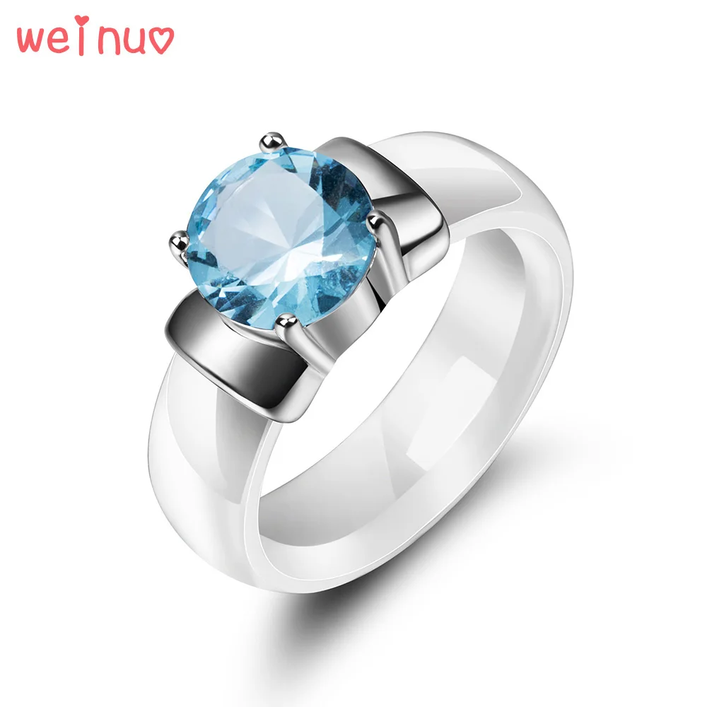 Weinuo Радужное мистическое Кристальное циркониевое кольцо, цельное 925 пробы Серебряное ювелирное изделие, лучший подарок для женщин, белое керамическое свадебное кольцо