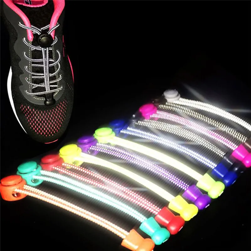 

1 Pair Reflective Shoelaces Durable Unisex Elastic Shoe Laces Lock System Outdoor Sports Sneakers No Tie Shoelaces Free Shipping