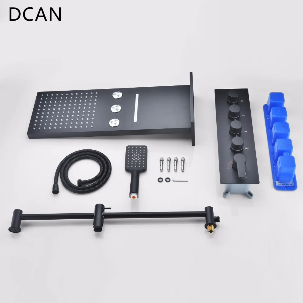 DCAN вращающийся светодиодный набор для душа 22 &quotконтроллер водопада черная
