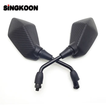 

Carbon Fibre Pattern Universal 10mm Motocycle Mirror Moto Rearview Side Mirror FOR Yamaha MT07 09 125 M-SLAZ 150 TMAX 500 530