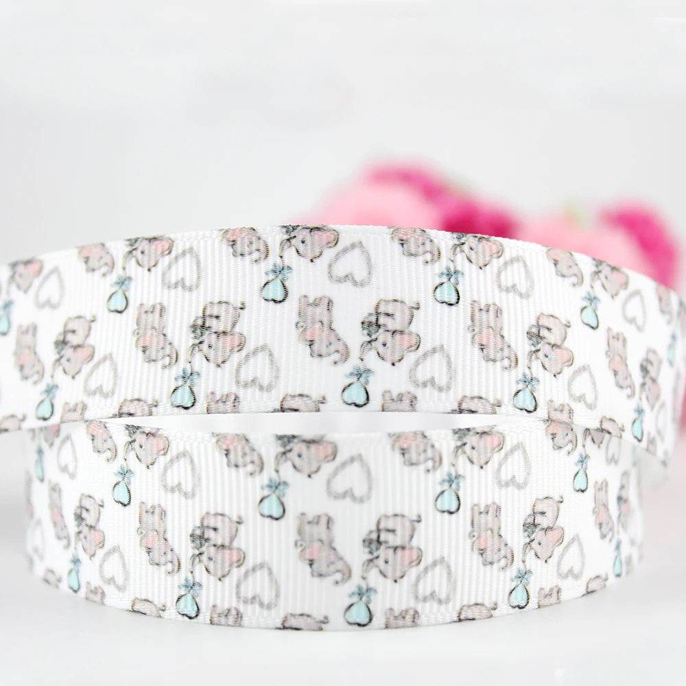 Лента Корсажная из полиэстера 7/8 дюйма с принтом слона 22 мм 10 ярдов|10 yard|gift wrappolyester