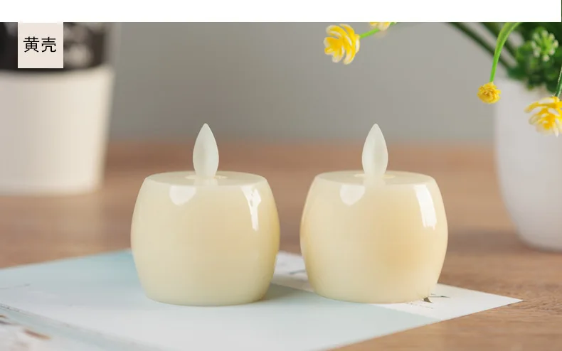 Упаковка из 6 Непламено перемещение Вика форме яблока Tealight свечах с желтым светом для партии украшения - Цвет: yellow body