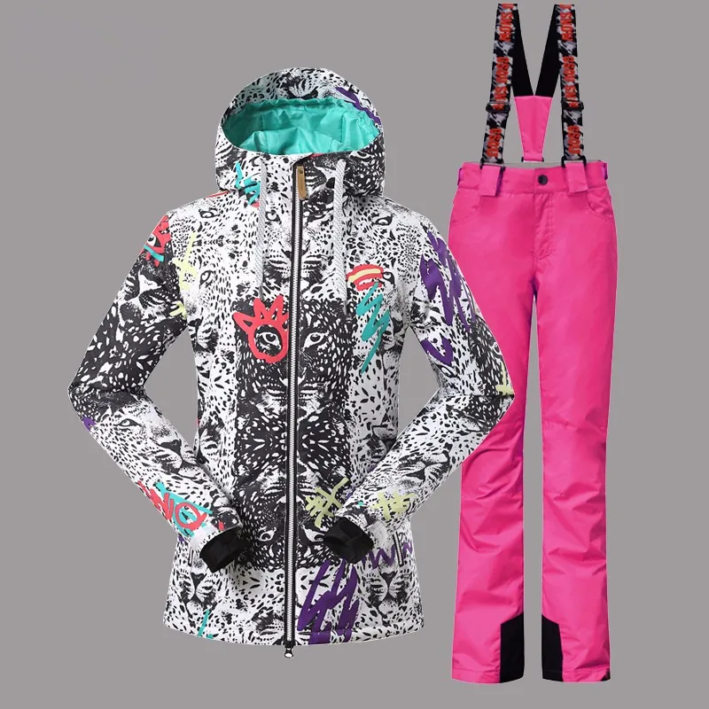 Для женщин Gsou снежной погоды лыжный костюм, куртка+ брюки для девочек ветрозащитный Водонепроницаемый уличная спортивная одежда Лыжный спорт Сноуборд супер теплый костюм комплект