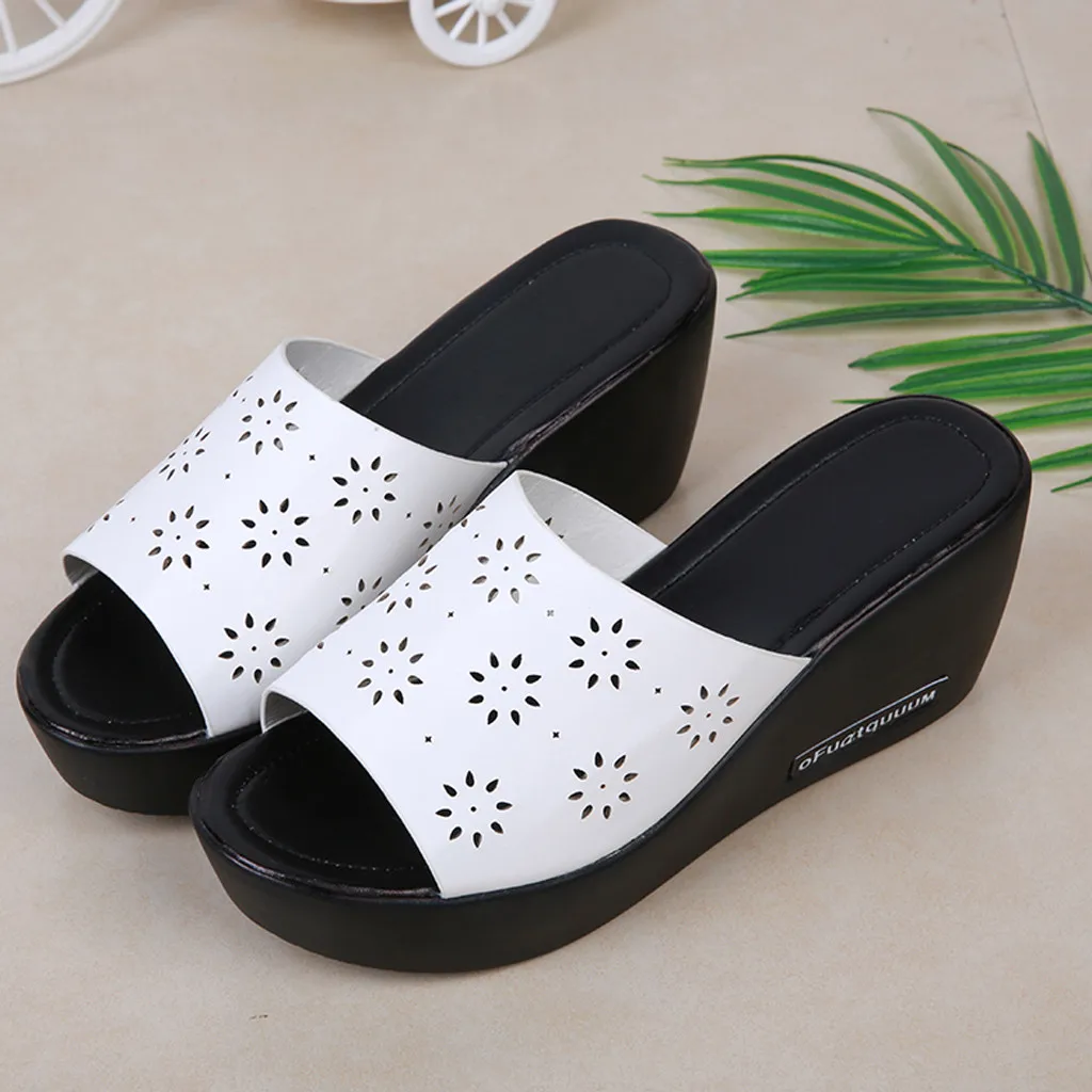 

2019 women's slippers slates Fashionable Casual Hollow Out Wear Outside Slippers shoes woman klapki damskie na lato #3
