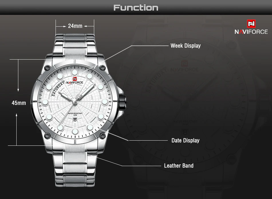 Новые часы мужские роскошные брендовые NAVIFORCE мужские спортивные часы водонепроницаемые полностью Стальные кварцевые мужские военные часы Relogio Masculino
