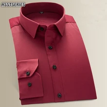 Одноцветное Цвет Для мужчин рубашка Новые Модные Бизнес с длинным рукавом мужская одежда рубашки Высокое качество Slim Fit Для мужчин s рубашки Повседневное Slim Fit
