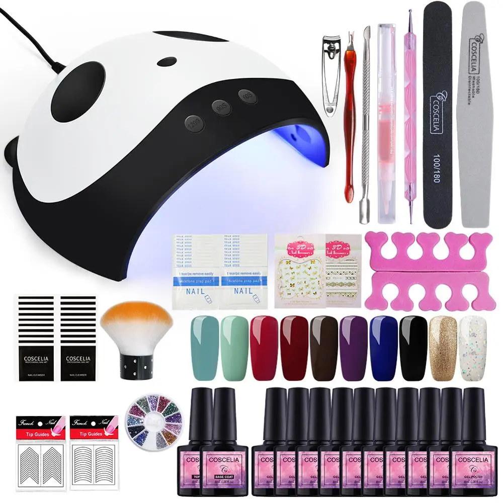 

COSCELIA 36W LED Nail Lamp For Manicure Art Set 10pcs Gel Nail Polish Nail Art Set UV Gel Nail Dryer Lamp Manicure Tools