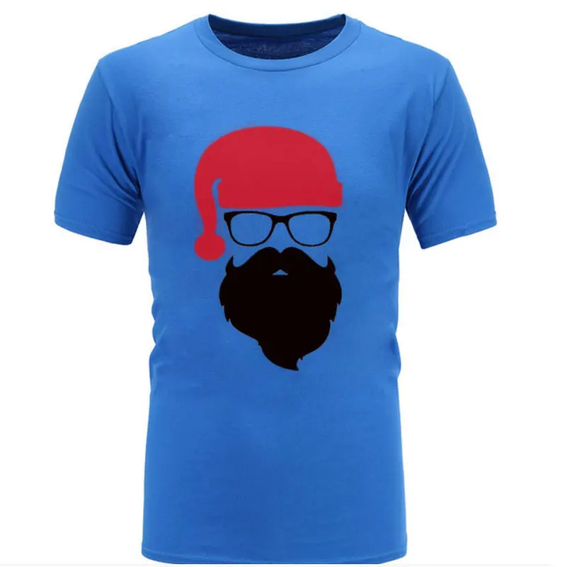 Новая модная футболка Мужская/Женская рождественская Праздничная хлопковая Повседневная футболка с короткими рукавами Дед Мороз Санта мужские футболки - Цвет: blue 2