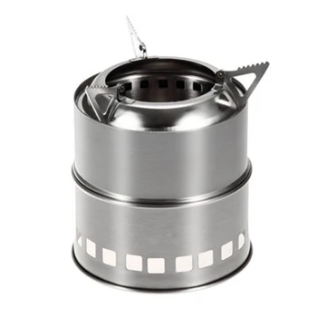 

Camping Portable Stainless Steel Stove Outdoor Wood Stove Lightweight Firewoods Furnace BBQ Picnic Solidified Alcohol Stove New