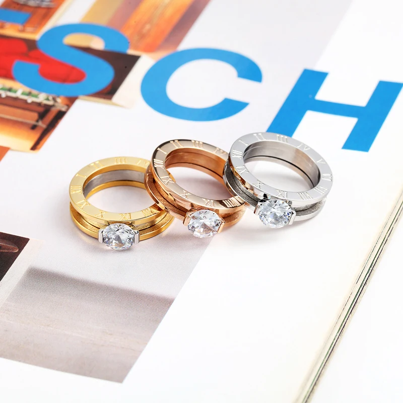 Высокое качество, классический дизайн, можно разбивать на два кольца из нержавеющей стали, женские кольца с кристаллами, брендовые ювелирные изделия для влюбленных, кольца для женщин