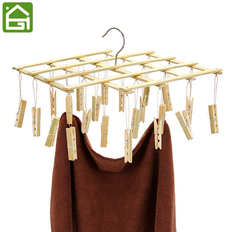 

Bamboo Drying Racks Laundry Drip Hanger Laundry Clothesline Hanging Clothespins for Towels Underwear and Socks