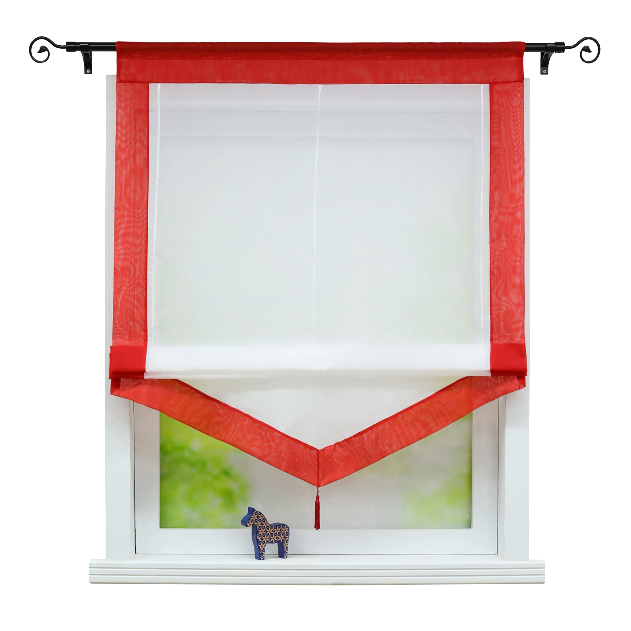 

Colorful Garden Kitchen Roman Curtain Rod Pocket Type Roman Blinds Height Adjustable Sheer Panel Window Treatment Home Decor