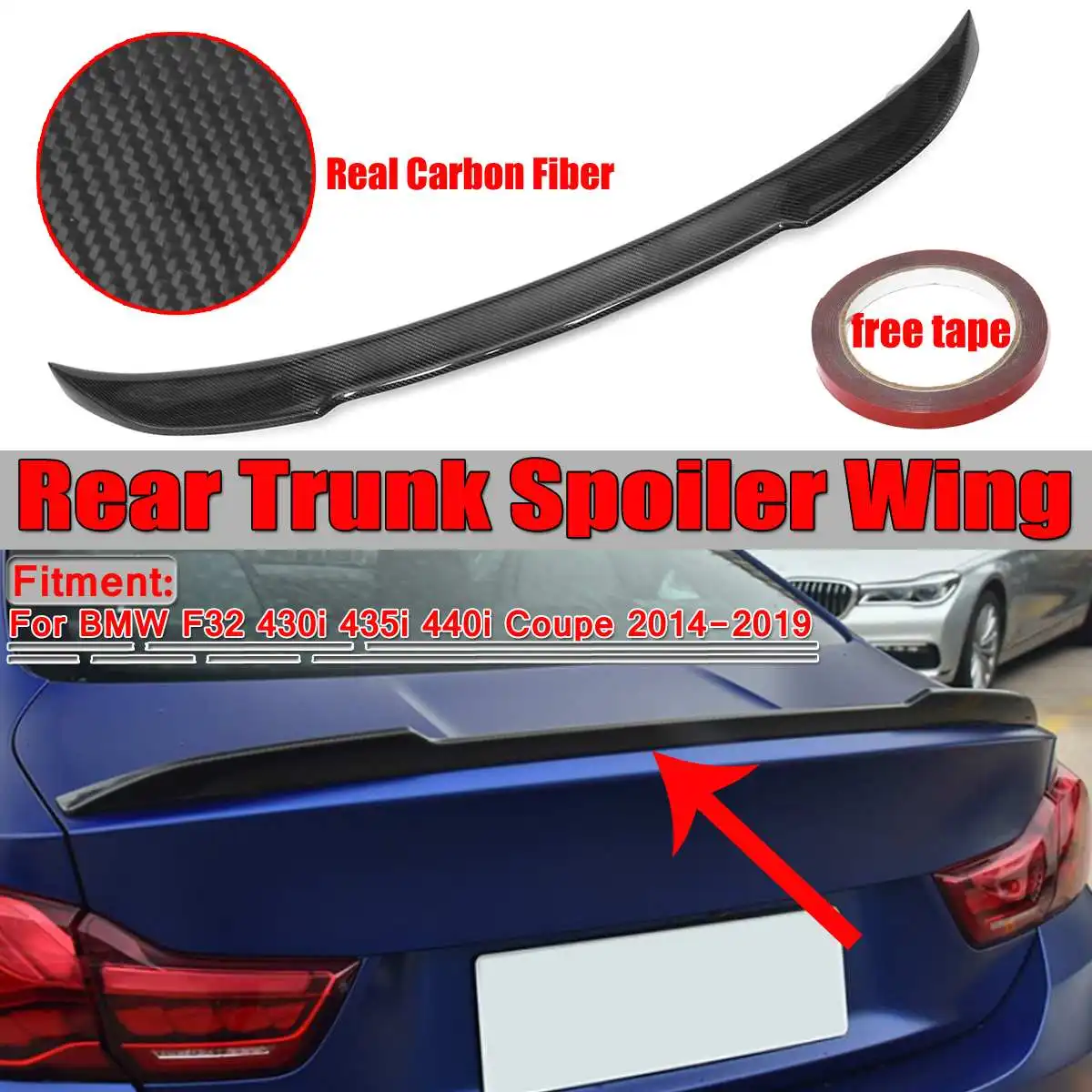 

CS Style 100% Real Carbon Fiber F32 Car Rear Trunk Boot Lip Spoiler Wing Lip For BMW F32 430i 435i 440i For Coupe 2Dr 2014-2019