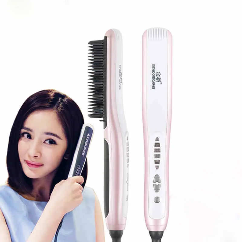 Electric Ionic Anti static Ceramic iron Hair Straightener Brush Straightening Irons Hair Brush Comb Curler Styling Tool