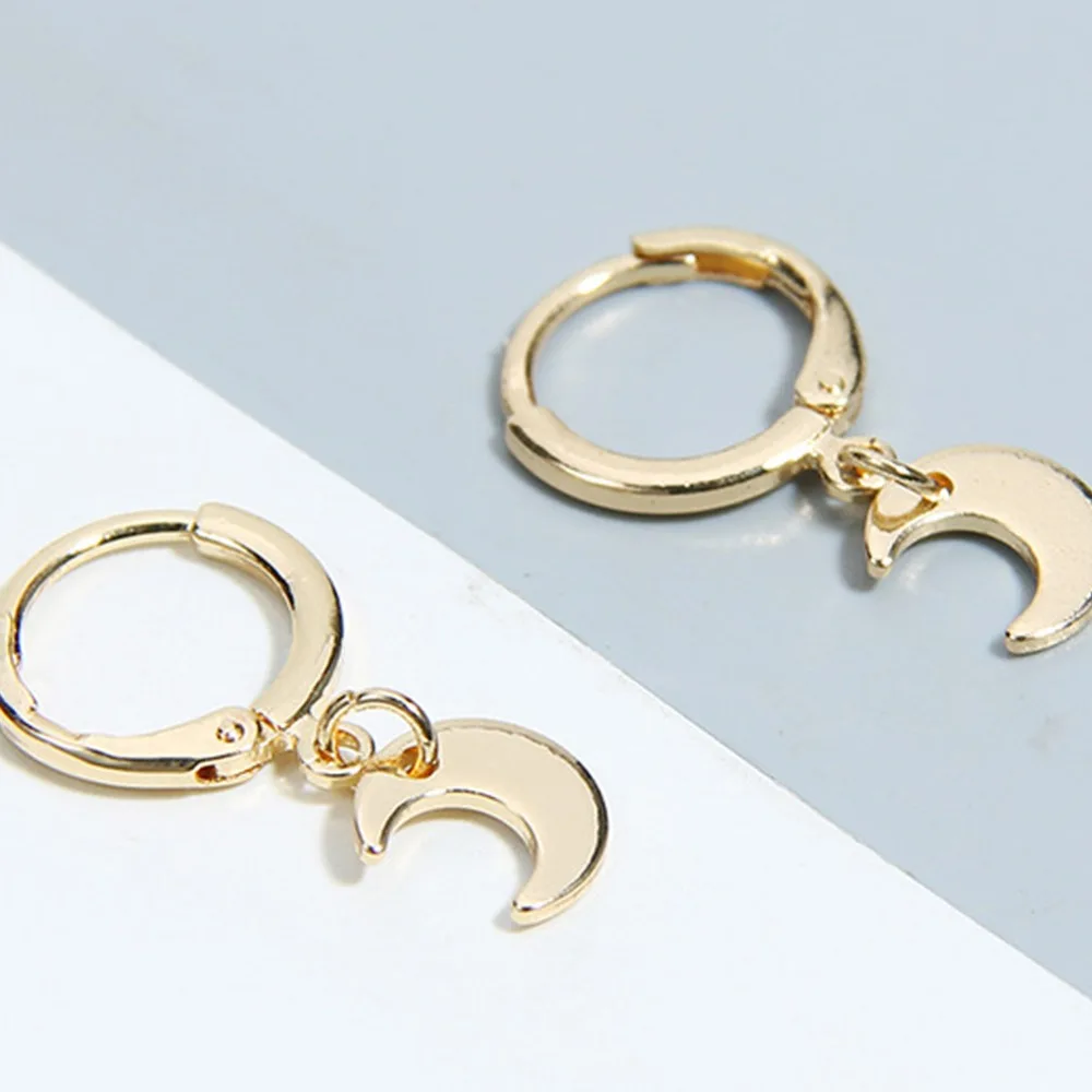 

Fashion Moon Pendant Earring Silver Gold Ear Clip Anti-allergy Ear Stud Valentine's Day Gift For Women Girls Girlfriend Lovers