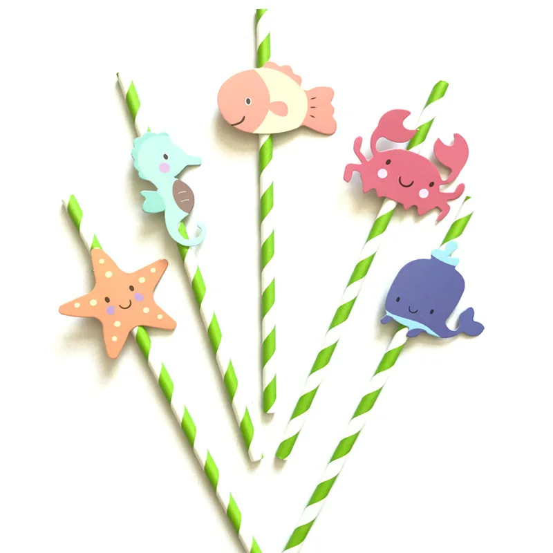 

5 PCS/ Kit Infauna Style Paper Straws Disposable Straws Drinking Straws Props for Photography Pipette Party Decoration