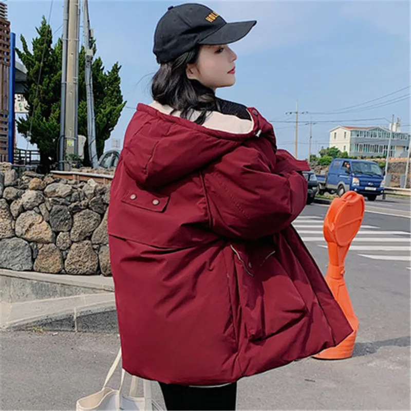

2019 new tooling Down Cotton Suit Female Loose Korean Hooded Parka Coat Women Winter Jackets Girls Tops Outerwear V881