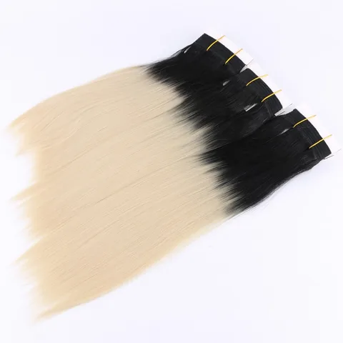 Conjunto de Seda Extensão do Cabelo Peças Reta Sintético Ombre Feixes 8-20 Polegadas Disponível Tecer Cabelo 2 um