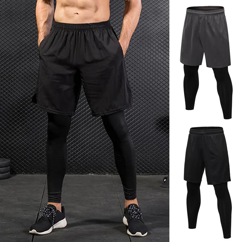 

Men Sports Shorts 2 In 1 Training Running Tight Pants for Workout Gym Riding BHD2