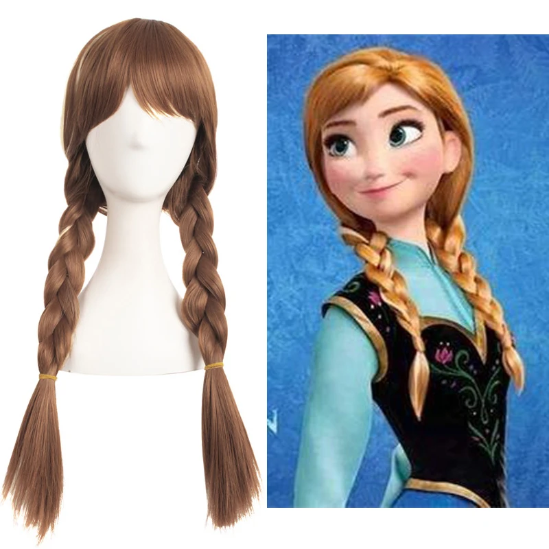 

Anna Mixed Brown Anime Costume Cosplay Wigs 70cm Curly Wig Halloween Costumes Party Ladies Ponytail Hair Wig + Wig Cap