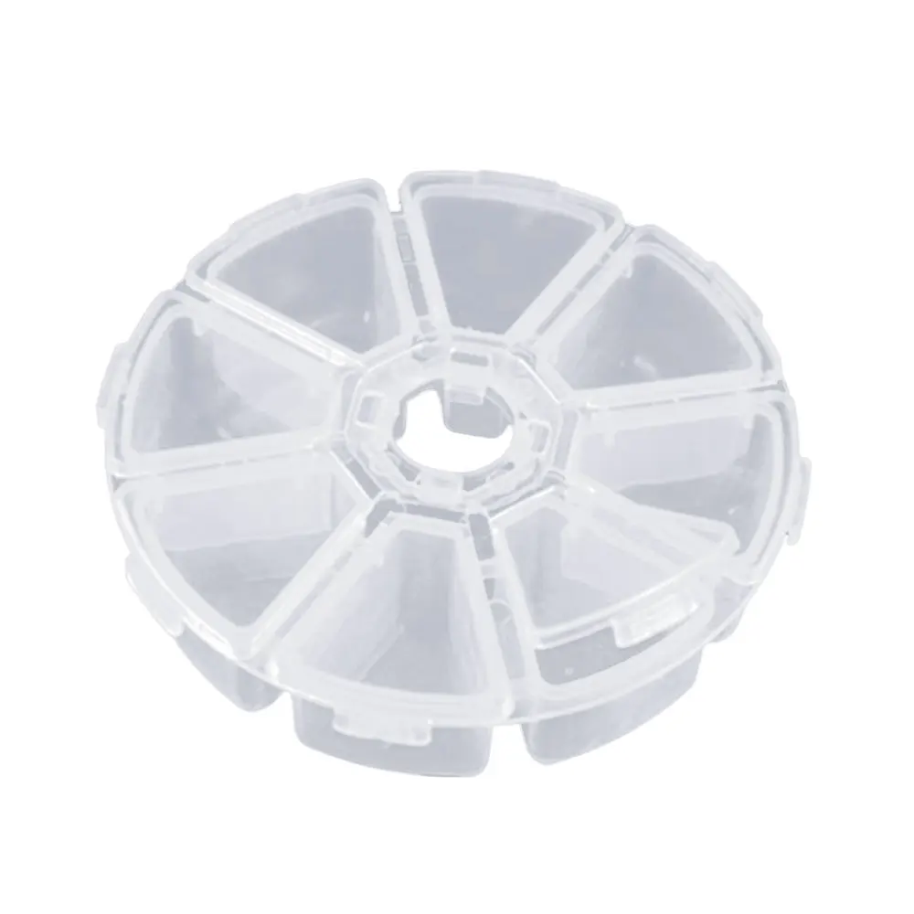 

New Useful Mini 8 Grids Compartment Nail Art Phone Beads Rhinestone Gems Plastic Round Storage Box Case Drop Shipping