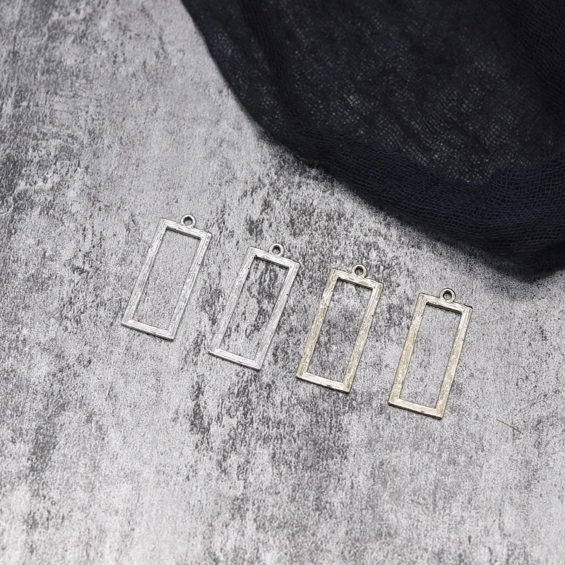 

10pcs Gold Silver Rectangle Charms DIY Stud Earrings Making Pendants Women Girls Handwork Hair Accessories Fashion Ear Jewelry