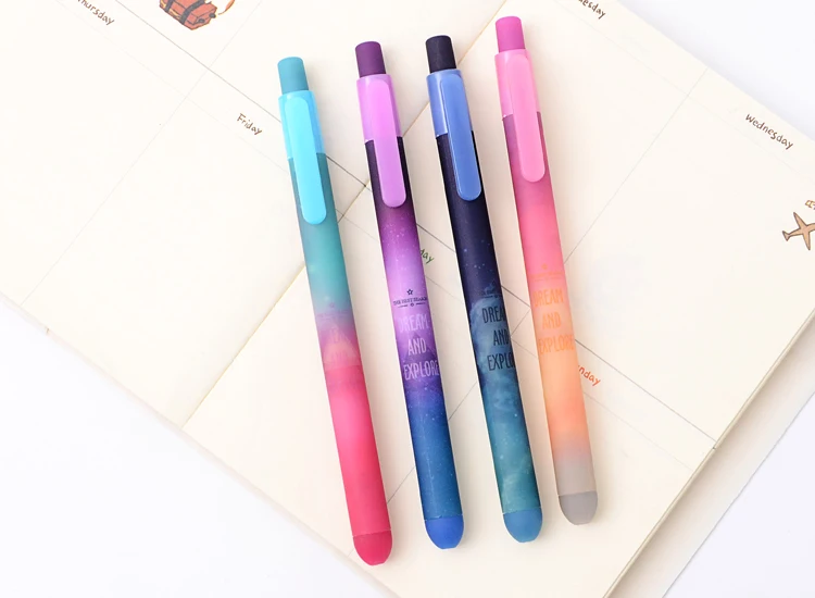 6 pcs/lot Beautiful Starry Sky Gel Pens Creative Star Dream Explore Black Ink Pens Student Writing Stationery Gift School Office