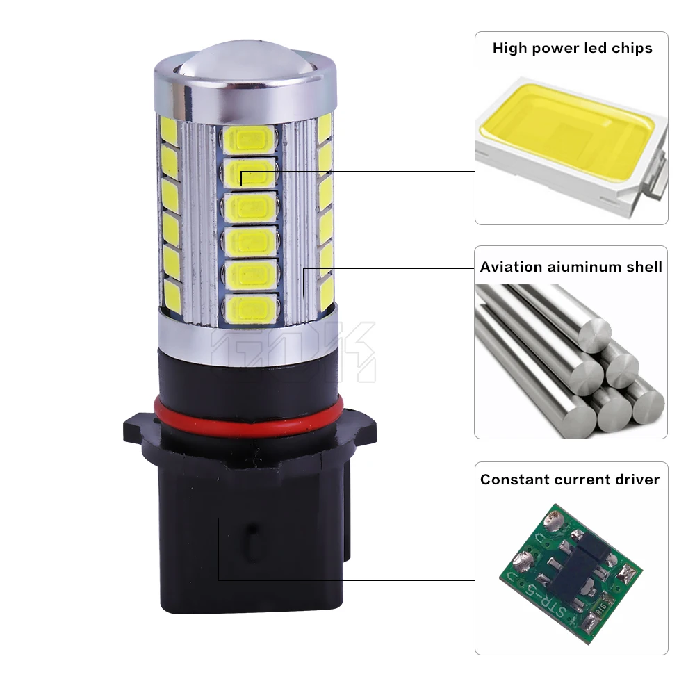 H16 P13W LED 33SMD 5730 LED �ڵ��� ���� ���õ�, �Ȱ���, �ְ� �����, 6000K, 12V, 24V, 1 ��
