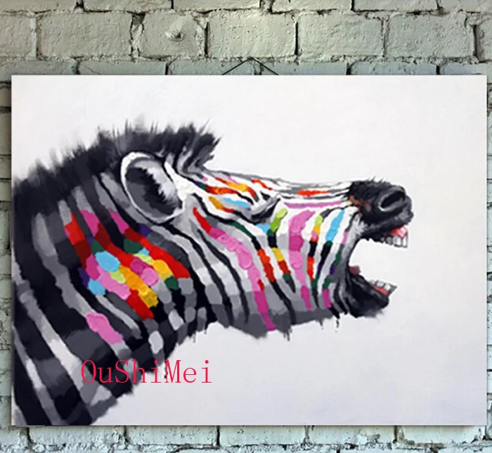 Hand Painted Modern Oil Painting On Canvas Knife Colour Animals Wall  Paintings Open Mouth Zebra Painting For Living Room Decor - Painting &  Calligraphy - AliExpress