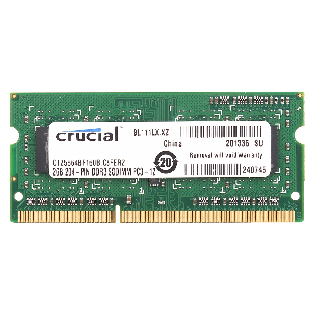 Crucial 2G 1600S 2x2GB (4GB) RAM PC3 12800 DDR3 1600MHz 204 Pin  SoDimm|RAMs| - AliExpress
