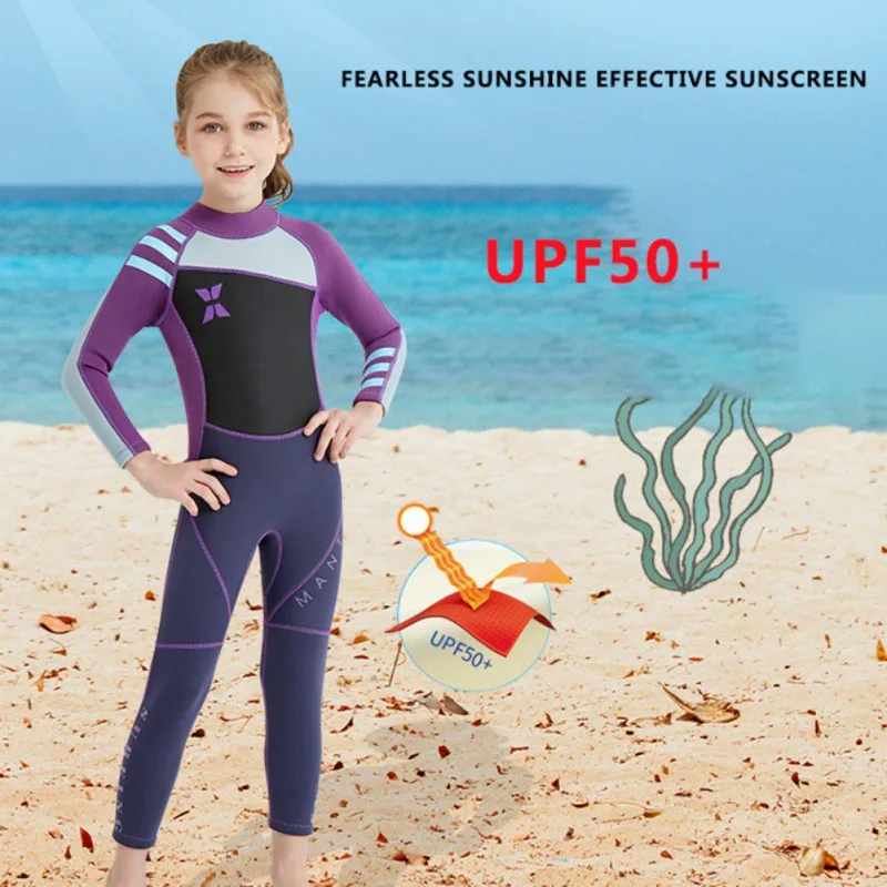 Детский цельный гидрокостюм 2,5 мм, Детский Гидрокостюм для серфинга, неопреновый термальный купальник, гидрокостюмы для дайвинга, плавания, серфинга