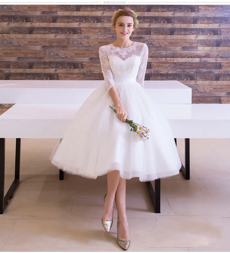 a line midi wedding dress