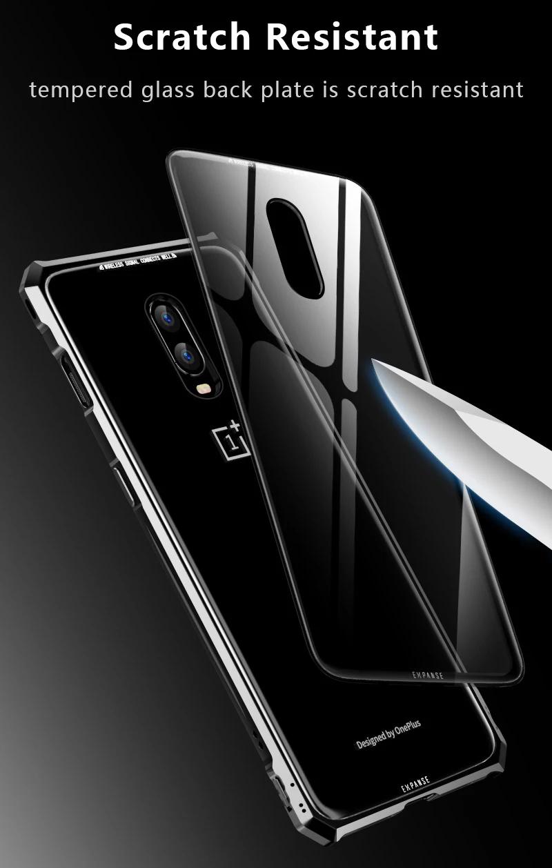 Для Oneplus т чехол Роскошный Жесткий металлический алюминиевый сплав прозрачный стеклянный Броня чехол для телефона защитный для OnePlus 6