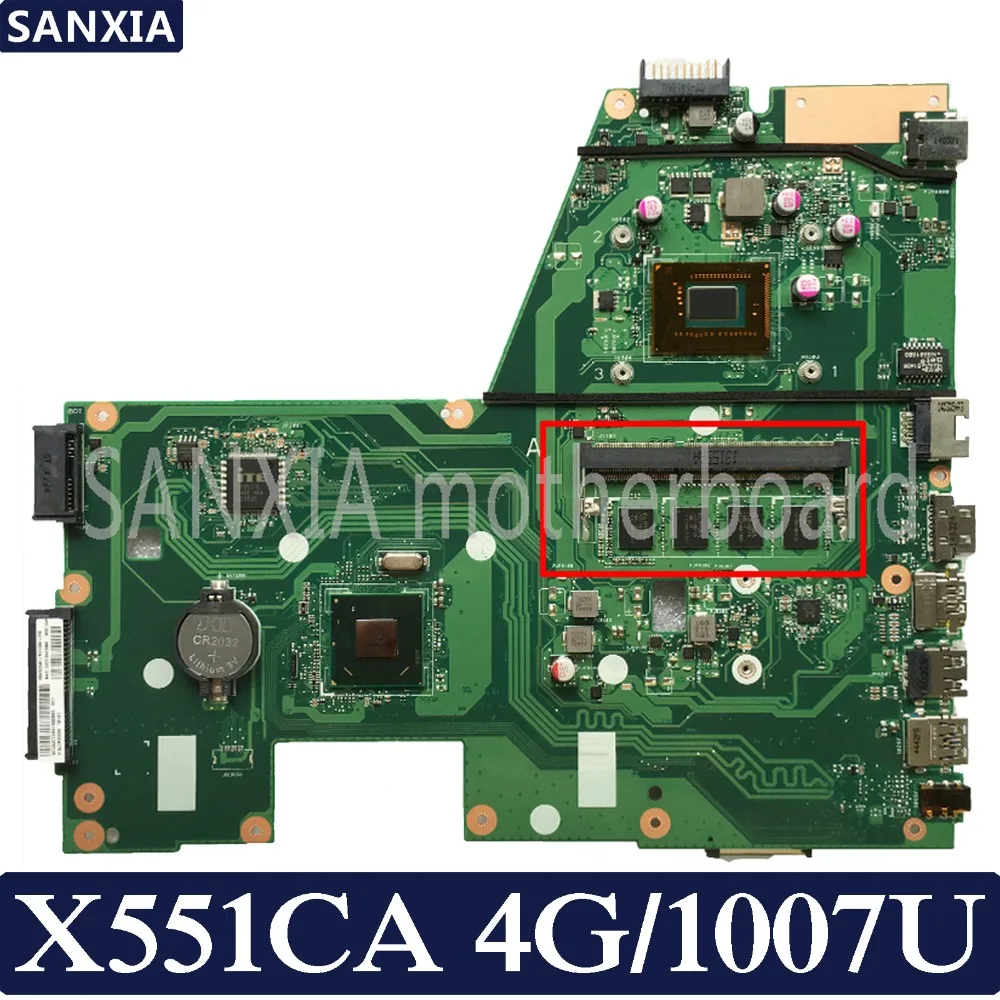 Ceny KEFU X551CA laptopa płyta główna do asusa X551CA X551CAP oryginalne płyty głównej płyta główna 100% Test 1007U 4G RAM 1xSlot