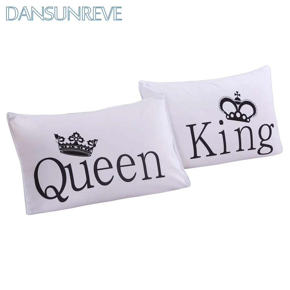 Love Bedding Pillowcases for Couples Mr/Mrs Queen King Crown Print