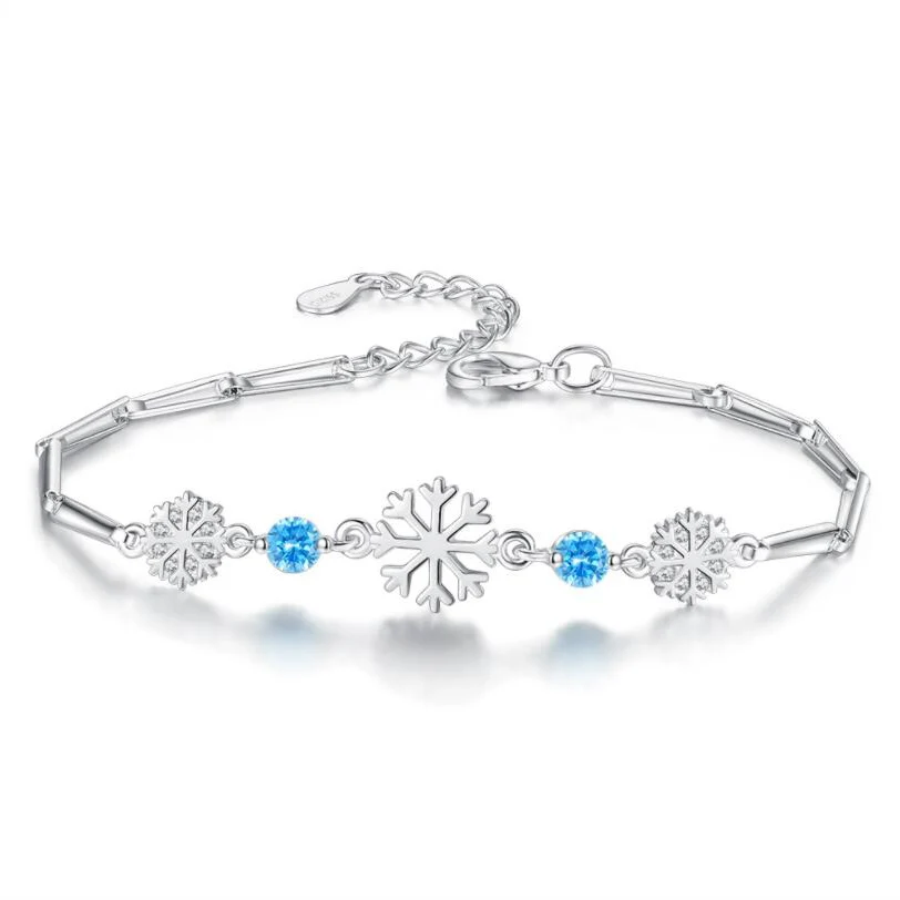 Милый Серебряный браслет-цепочка со снежинками, модный браслет с кристаллами, лошадь, цветок, очаровательный браслет, Ледяной цветок, очаровательный браслет для женщин и девочек