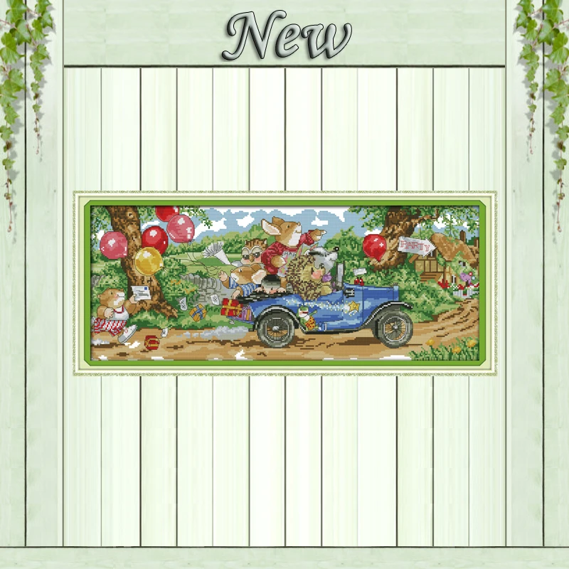 

Traveling cartoon home Decor painting counted print on the canvas DMC 11CT 14CT kits DIY Cross Stitch embroidery needlework Sets