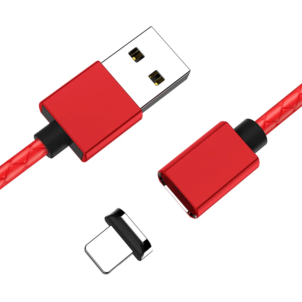KISSCASE 1 м Магнитный зарядный кабель Micro USB кабель для iPhone XR XS MAX X магнит Зарядное устройство USB Дата Тип C Кабели шнур с светодиодный - Цвет: Red Cable lighting