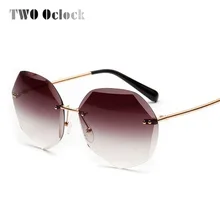 Ретро женские солнцезащитные очки, большие, без оправы, коричневые, градиентные, солнцезащитные очки, роскошные Оттенки для женщин, солнцезащитные очки Oculos 881309