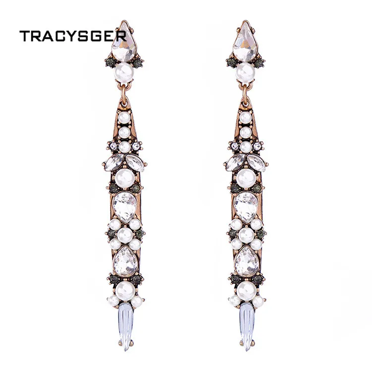 

AB-ed00299b /TRACYSGER/ vintage long pearl earrings