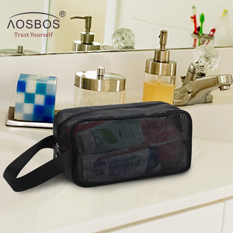 Aosbos 2019 شبكة التجميل حقيبة سستة حقيبة مستحضرات تجميل ماجيك حقيبة سفر للرجال المرأة سريعة الجافة أدوات الزينة تخزين البلاستيك غسل حقيبة