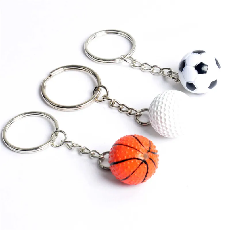 

10PCS/lot Mini Basketball Golf ball Football With keychain advertisement Physical Education key chain fans souvenirs